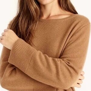 J.Crew Wool Cashmere Blend Oversized Crewneck Sweater Camel Size S Soft Knit